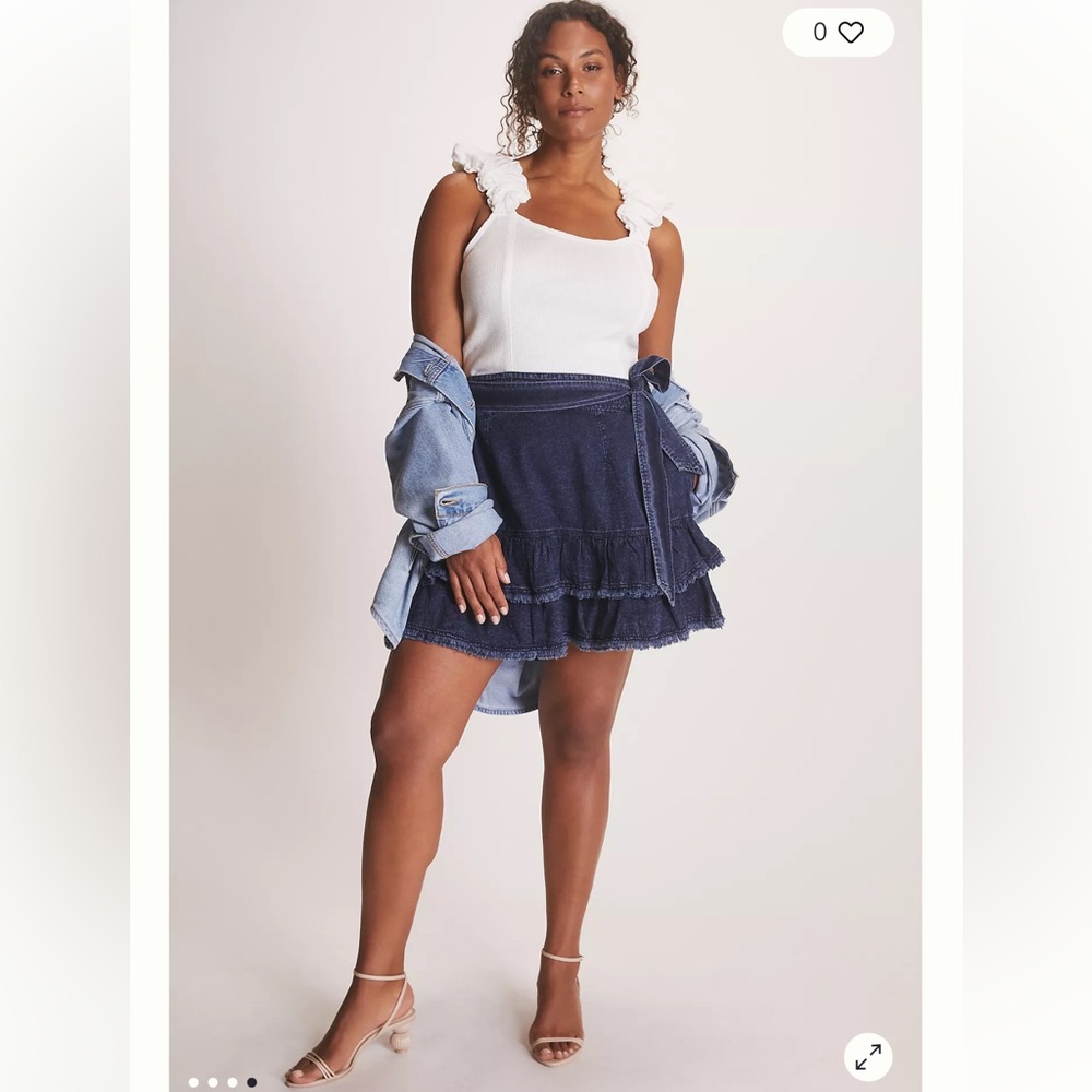 Anthropologie PILCRO Mini Ruffle Denim Skirt size 3X